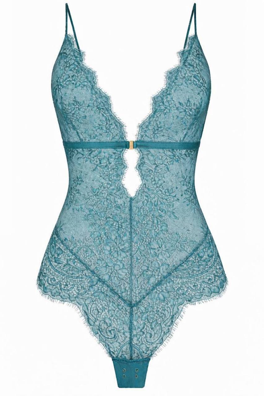 Emerald Lace Bodysuit and Skirt Set