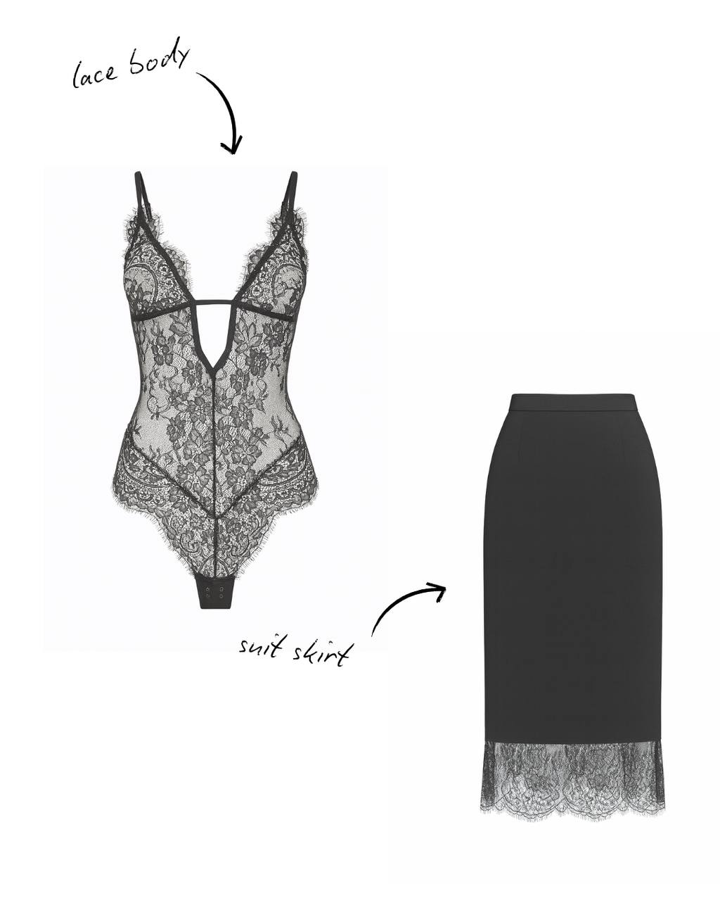 Emerald Lace Bodysuit and Skirt Set